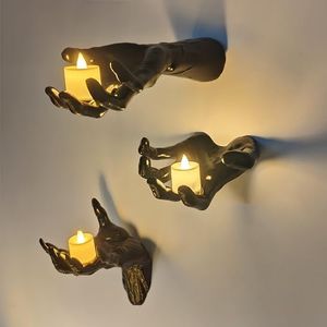 Halloween Decorations 3 Set Creepy Hands with Candles Halloween Wall Decor