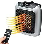 800W Plug in Heater Portable Ceramic Space Heater Fan with Remote Control for Home Office Room - Safety, Low Energy Efficient, Silent, Adjustable Thermostat, 12h Timer, 2 Speeds Wind (Grey)