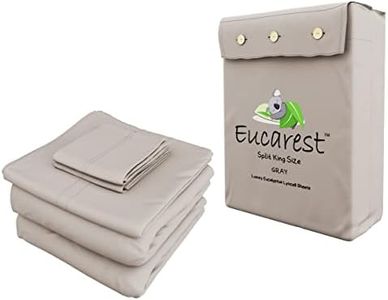Split-King Eucalyptus Lyocell Bed Sheets, Hypoallergenic 100% Organic Tencel, Thermal Regulating and Moisture Wicking for Hot Sleepers, Superior Thread Quality, Extra Deep Pockets - Gray