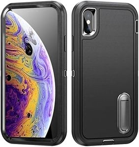 Shockproof Case for iPhone X Case with Kickstand,Military Grade Drop Protective,Heavy Duty Hard Back 3-Layer Protective Phone Cover for iPhone X (Black)