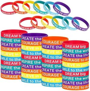 20 Pezzi Bracciali Motivazionali, Braccialetti Elastico, Braccialetto Silicone Colore, Braccialetto Silicone Per Basket, Comodo e Antiscivolo, Adatto Per Piccoli Regali Per Ragazzi, Donne e Uomini