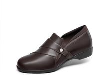 DREAM PAIRS Women Loafer Slip-on Dressy Comfortable Loafers Business Casual Work Office Loafer Shoes Faux Leather Round Toe with Arch Support,Size 6.5,Brown,DWUMLS2530