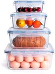 Extra Large Glass Food Storage Containers with Lids, Set-8-Piece Lunch Containers, Ideal for Storing Food, Vegetables, Fruits, Baking Cake & lot of other Tasty Food (Rectangular)