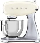 Smeg SMF02CRUK Retro 50's Style Stand Mixer with 4.8L Stainless Steel Bowl, Safety Lock, 10 Variable Speeds, 800W, Cream