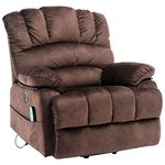 ZYLOYAL10 Electric Power Lift Recliner Chair Sofa with Massage and Heat for Elderly, 2 Side Pockets and USB Ports Armchair for Seniors Living Room Riser and Recliner Chairs (Brown)