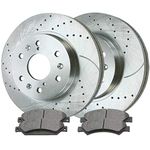 AutoShack Front Drilled and Slotted Brake Kit Rotors and Ceramic Pads Pair of 2 Driver and Passenger Side Replacement for Chevrolet Silverado 1500 Tahoe Suburban 1500 GMC Sierra 1500 4WD BRKPKG003935