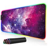 RGB Gaming Mouse Pad - HaiZR 80x30cm Large LED Glowing Keyboard Mouse Pad with 12 Light Modes, Non-Slip Rubber Extended Mousepad Mat for Keyboard,Laptop,Desktop (Galaxy)