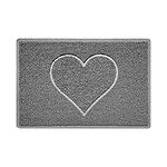 Nicoman Heart Embossed Shape Entrance Door Mat Dirt-Trapper Jet-Washable Doormat Indoor or Outdoor - (Small, Grey, 60 x 40cm)