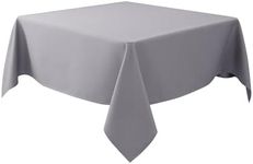 Biscaynebay Printed or Solid Fabric Table Cloths，Oil and Water Resistant Spill Proof Tablecloths for Dining, Kitchen and Parties, Silver Grey, 70X70