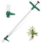 Ohuhu Weed Puller Stand Up Weeder Hand Tool with 3 Claws and Foot Pedal, Long Handle Garden Weeding Tool Standup Lawn Garden Tool for Dandelion, Standup Weed Root Pulling Tool and Picker, Length 1m