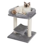 PAWZ Road Cat Scratching Post Small Cat Tree, Cat Scratcher with Large Plush Top Perch Bed, Cat Post and Curved Platform