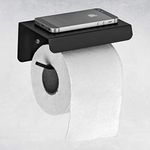 Plantex Platinum 304 Grade Stainless Steel Toilet Paper Holder with Mobile Phone Stand/Tissue roll Holder for Kitchen - Bathroom Accessories (Matt Black)