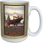 TreeFree Greetings Wyoming Moose by Paul A. Lanquist Ceramic Mug with Full-Sized Handle, 15-Ounce, Multicolored