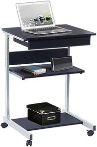 Techni Mobili RTA-B018-GPH06 Rolling Laptop Cart with Storage, Black Graphite