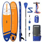 AQUAPLANET Inflatable Stand Up Paddle Board Kit - Max, Orange | 10.6 Foot | Ideal for SUP Beginners & Experts | Includes Fin, Paddle, Pump, Repair Kit, Backpack, Leash, Dry Bag, Carry Strap