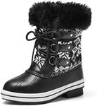DREAM PAIRS Boys Girls Winter Snow Boots for Little Big Kids Black/White Size 3 Little Kid SDSB2225K