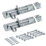 Brenton Bolt Door Lock - 2 Pack 150mm (6”) Sliding Padbolt with Zinc Plated Galvanised Finish - Gate Bolts for Wooden Gates, Garden Shed, Wooden Shed, Garage Door Lock | Strong Anti Rust Gate Lock