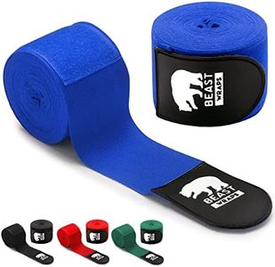 BBGuards Vendas Boxeo 5 Metros Semi elásticas y con Presilla para el Pulgar. Vendas Boxeo Hombre y Mujer (Kick Boxing, Muay Thai, MMA, Artes Marciales, fitboxing). Cintas Boxeo Transpirables (Azul)