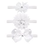 Yueshop 3pcs/Set Baby Kids Girls Bowknot Headband Toddler Elastic Hair Band Headwear Bow for Newborn Infant Toddlers (White)