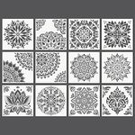 Arteza Mandala Stencils for Painting, 12 Unique Designs, 11.8 x 11.8 Inches, Thick Plastic, Art Supplies for Parties, Family and Kids Activities