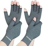 2 Pairs Arthritis Gloves for Women for Pain, Hand Compression Gloves for Carpal Tunnel, Rheumatoid, Tendonitis, Fingerless Gloves for Arthritis Pains, RSI, Typing for Men (Grey-2pairs, S)