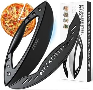 AILUROPODA 12-Inch Pizza Rocker Blade Cutter, Stainless Steel with Protective Cover, Silver