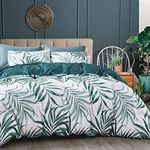 Luxton Tropical Quilt Cover Set, Queen Size 3pcs Green Palm Leaf Doona Cover Set, Queen Size