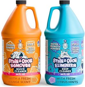 Calyptus Pet Stain and Odor Remover | Orange and Enzyme Cleaner Duo Solution for Pets | 128oz (64oz x 2 Bottles) | Carpet Cleaner and Odor Eliminator for Cat Urine, Dog Pee, and Poop | Pro Strength