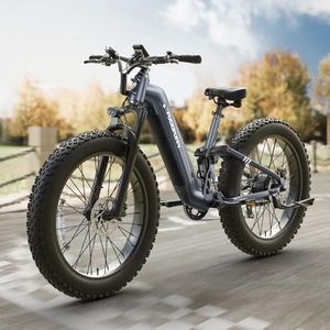 PUCKIPUPPY Electric Bike for Adults 960W, 48V 20AH Battery Adult Electric Bicycles, 26" Fat Tire Full Suspension Step-Thru Ebike, 28MPH Mountain Ebike, 7 Speed, 80Miles Range-Boxer ST