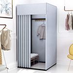 Clothing Store Fitting Room, Movable Square Changing Room, DIY Temporary Locker Room with Shading Curtain and Hook Up, Privacy Screen Partition for Office Outdoor Activity and The Mall