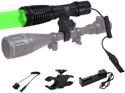 WINDFIRE Green Light Zoomable Flashlight, 1 Mode 300 Yards Green LED Hunting Flashlight, Coyote Hog/Fox/Predator Varmint Hunting Light Kit with Long Range Pressure Switch & Scope Mount
