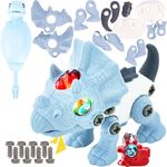 Top Race Kids Acousto - Interactive Triceratops - Optic Toy Dinosaurs for Boys Age 3-5 - Dinosaur Building Kit - Dinosaur Learning Toys & DIY Fun with Light & Sound - Assemble with Screwdriver