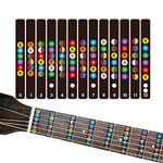 HOT SEAL Guitar Finger Guide Sticker Fingerboard Guide Fretboard Marker Label Finger Chart for Practice Beginners (Black)