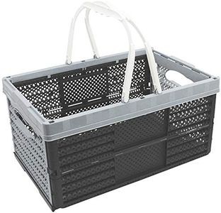 com-four® Caja Plegable con Asas 16l - Caja de Transporte con Asas - Cesta de la Compra Plegable - 20 x 40 x 27 cm (01 Pieza - Gris Claro)