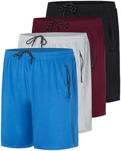 4 Pack: Men's Big & Tall King Size Heavyweight 7 Inch Inseam Active Athletic Running Quick Dry Mesh Shorts Zipper Pockets Drawstring Basketball Bottoms Soccer Workout Gym Tennis Workout - Set 5, 5X