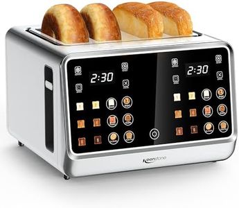 Keenstone Toaster 4 Slice, Digital Smart Toaster with TouchScreen, Dual Control Panel, Single Slot Toasting, Timer, Reheat & Defrost for Bagels, Bread, Waffles, Stainless Steel Kitchen Essentials