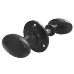 Oval Rim Door Knob Set - Black Antique