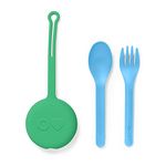 OmieBox Kids Utensils Set with Case - 2 Piece Plastic, Reusable Fork and Spoon Silverware with Pod for Kids, Travel, Lunch Boxes - (Mint Green)