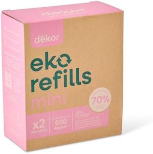 Diaper Dekor Eko Mini Refills, 2 Count | ONLY Eco-Friendly Diaper Pail Refills Made With 70% Recycled Materials | Quicker, Easier & More Cost Effective than Trash Bags | Unscented