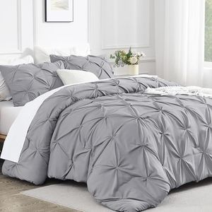 Andency Silver Gray Full Size Comforter Set (79x90Inch), 3 Pieces Western Modern Pinch Pleat Bedding Comforters & Sets, All Season Soft Lightweight Down Alternative Bed Set for Boys Kids Teens