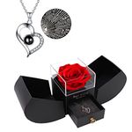 YJYJHOPE Forever Rose with I Love You Necklace in 100 Languages, Gift for Girlfriend, Eternal Rose Box, Rose Box with Necklace for Mom Woman Wife Girlfriend, Christmas, Valentine's Day Gift