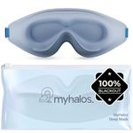 MyHalos 3D Sleep Mask - Sleeping Eye Masks for Sleep - 100% Blackout Sleeping Mask for Women, Men & Side Sleepers - Zero Pressure - Award Winning Design, Eyelash Friendly & Breathable, Blue