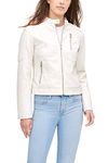 Levi's Women's Faux Leather Motocross Racer Jacket (Standard and Plus), Oyster, Small