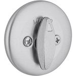 Kwikset 663 Deadbolt Unkeyed Deadbolt Lock, Satin Chrome Round Interior Turn Piece for Front Entry Door, with Latch and Adapter, No Exterior Assembly