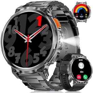 ESFOE 2024 Reloj Inteligente Hombre,1.85'' Grande Smartwatch Militar con LED Linterna,730mAh Batería,100+ Modos Deporte, IP68 Impermeable Smartwatch Hombre con Llamadas Bluetooth Wasap, Android iOS