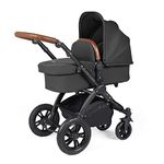 Ickle Bubba Stomp Luxe All-in-One Travel System with Isofix Base (Galaxy) - Black/Charcoal Grey/Tan