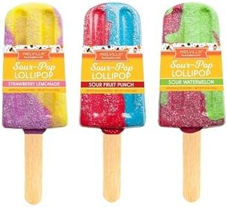 Melville Candy Tangy Sour Lollipops – Assorted Sour Fruit Flavored Ice Cream Candy Lollipops, Individually Wrapped Hard Candy, Handcrafted in the USA, Kosher (5-count, Popsicle)