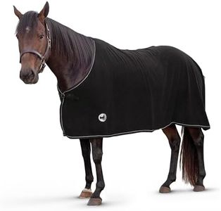 Jeffers Horse Fleece Cooler Blanket - Lightweight, Moisture-Wicking Western Blanket for Winter Warmth & Stable Use, Adjustable Fit, Durable & Easy-Care - Size 81", Black