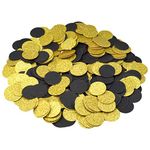 400pcs Glitter Paper Confetti Circles, Nydotd Confetti Circle Dots Confetti Glitter Paper Circle Dots for Party Decorations Wedding Table Decor (Gold & Black)