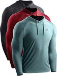 Neleus Men's Dry Fit Athletic Workout Running Shirts Long Sleeve, 5071 Dark Grey/Red/Light Green,3 Pack, Large